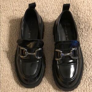 Madden Girl Black Loafers with Silver Accent